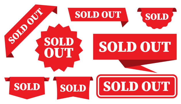Sold Out label vector collection. Sold out square sticker banner. Sold out - grunge label. Sold out stamp. Vector illustration