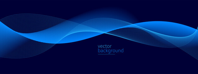 Flowing dark blue curve shape with soft gradient vector abstract background, relaxing and tranquil art, can illustrate health medical or sound of music.