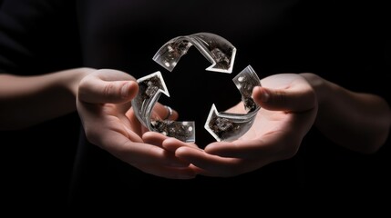 Hands holding recycle symbol