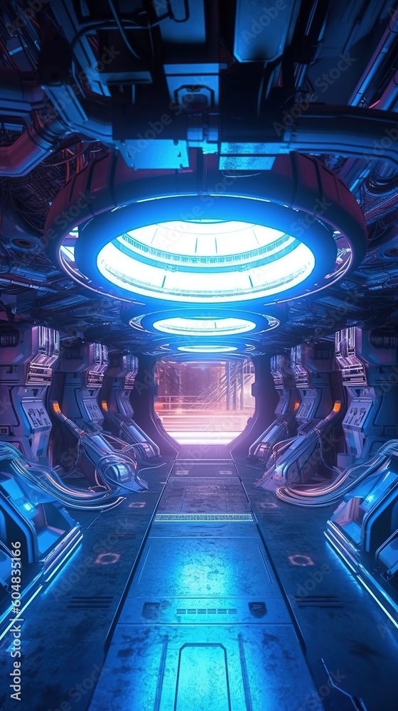 Canvas Prints technology background. technology futuristic background interior science fiction. generative ai