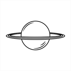 Planet vector illustration, icon and logo. Saturn icon in flat style. Galaxy space business concept