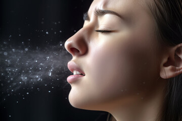 Fototapeta premium woman sneezes, Generative AI