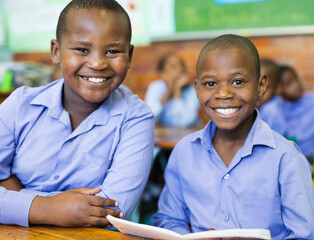 Students smiling in class