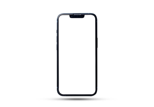 Smartphone mockup , Isolated of mobile phone with blank screen frame template on white background.
