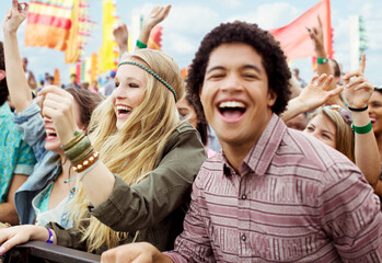 Fototapeta premium Fans cheering at music festival