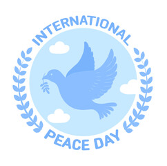 Fototapeta na wymiar world peace day pigeon symbol illustration, 세계 평화의날 비둘기 상징 일러스트 