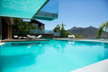 Swimming pool and modern house