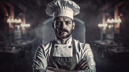 Fototapeta na wymiar Master of Culinary Creations: Professional in the kitchen. Generative AI.