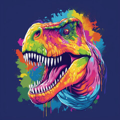Colorful T-rex dinosaur in pop art style