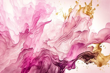 Liquid abstract pink and white alcohol ink background