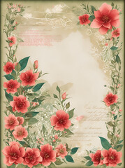 Greeting template flowers background. AI generated illustration