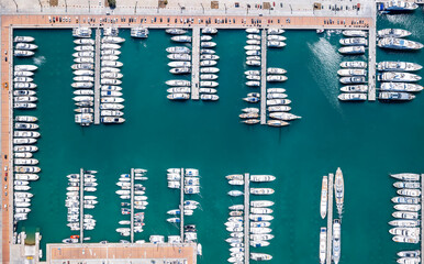 Aerial view of the yacht marina at Agios Kosmas, South Athens, Greece