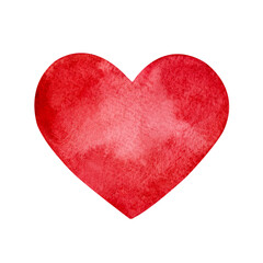 Hand painted red watercolor heart isolated on a white background.