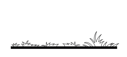Grass doodle sketch style . Hand drawn grass field outline scribble background. Sprout, flower, clover elements. Vector illustration