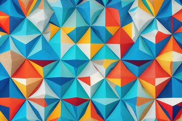 Fototapeta premium Abstract colorful background. Blue, orange, yellow and white. Delaunay voronoi trianglify diagram. generative ai