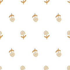 Minimalist seamless pattern with beige flowers