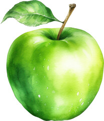 Green Apple Watercolor Illustration. Generative AI
