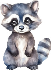 Raccoon Watercolor Illustration. Generative AI