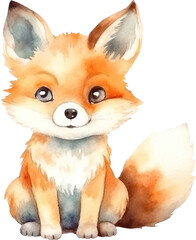 Cute Fox Watercolor Illustration. Generative AI