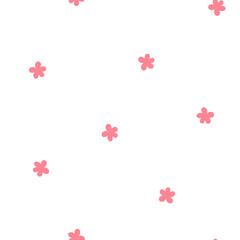 Seamless pattern with pink flowers and white background