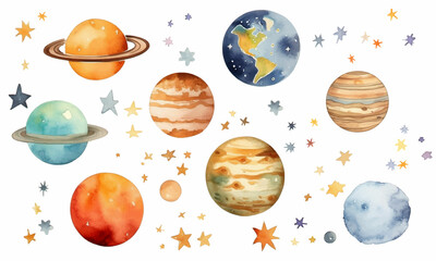 planet watercolor for kids easy drawing kids style cute