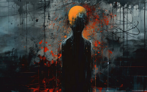 Depression and sadness, abstract illustration, created with generative AI technology