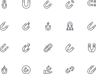 Collection of modern magnet outline icons. Set of modern illustrations for mobile apps, web sites, flyers, banners etc isolated on white background. Premium quality signs.