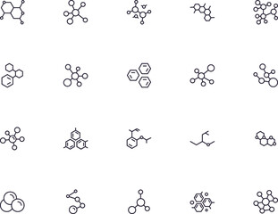 Collection of modern molecule outline icons. Set of modern illustrations for mobile apps, web sites, flyers, banners etc isolated on white background. Premium quality signs.