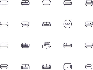 Sofa concept. Sofa line icon set. Collection of vector signs in trendy flat style for web sites, internet shops and stores, books and flyers. Premium quality icons isolated on white background