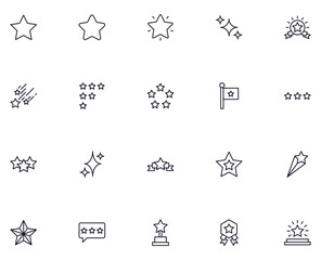 Collection of modern star outline icons. Set of modern illustrations for mobile apps, web sites, flyers, banners etc isolated on white background. Premium quality signs.