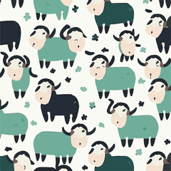 cute simple goat pattern, cartoon, minimal, decorate blankets, carpets, for kids, theme print design
