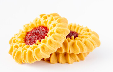 Cookies with filling on a white background.