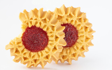 Cookies with filling on a white background.