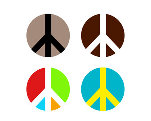 Set of peace signs. Colourful peace symbols in different styles. Vector EPS10.