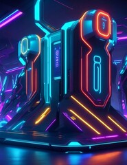 An innovative technology concept with abstract futuristic elements and glowing neon lights, symbolizing technology, innovation, future, abstract, futuristic, neon lights, high-tech, digital, futuristi