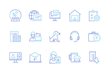 Online and Internet - set of modern line design style icons
