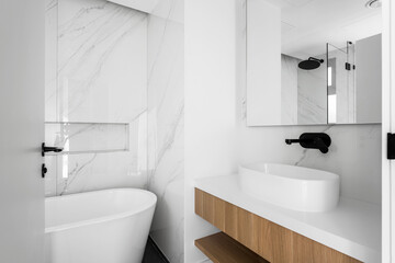 Clean bright bathroom natural light