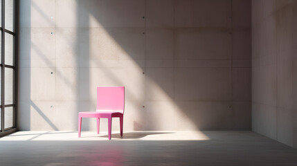 Pink chair modern interior environment design, and soft lighting.