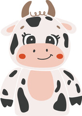 Cute cow vector, Farm animal isolted vector, Cute Animal cow, Farm Clipart, Portrait animal illustration, Baby animal element