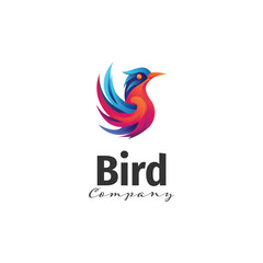 Bird logo colorful gradient illustration template design