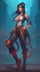 Obraz premium a beautiful asian inspired leader woman in a fantasy underwater world, generative ai technology