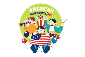 American Independence Day Illustration concept on white background