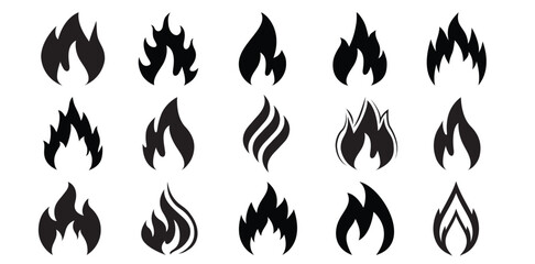 Obraz na płótnie Canvas Set of fire. Different flames. Icon illustration for design - stock vector 