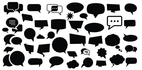 Set of black speech bubble communication concept, chat sign - stock vector