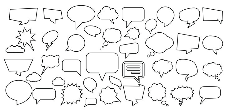 Set of outlined speech bubble communication concept, chat sign - stock vector