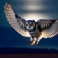 Owl with wings open. Generated AI