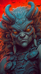 l pop art manticore by Brothers Grimm and Mike Mignola ] in the style of