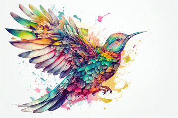 Fototapeta premium drawn hummingbird isolated on white background. Generated by AI