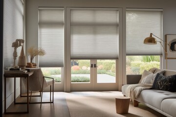 a window with blinds that open and close automatically, a touch of luxury in any room, created with generative ai
