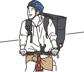 自転車でフードデリバリーをする男性配達員
